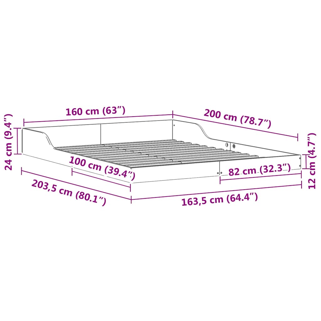 Bettgestell Braun 160 x 200 cm Massivholz Kiefer