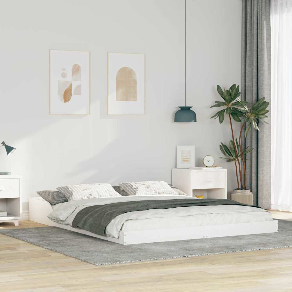 Bettrahmen Weiß 150 x 200 cm Massives Kiefernholz