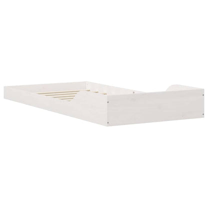 Bettrahmen Weiß 90 x 210 cm Massives Kiefernholz