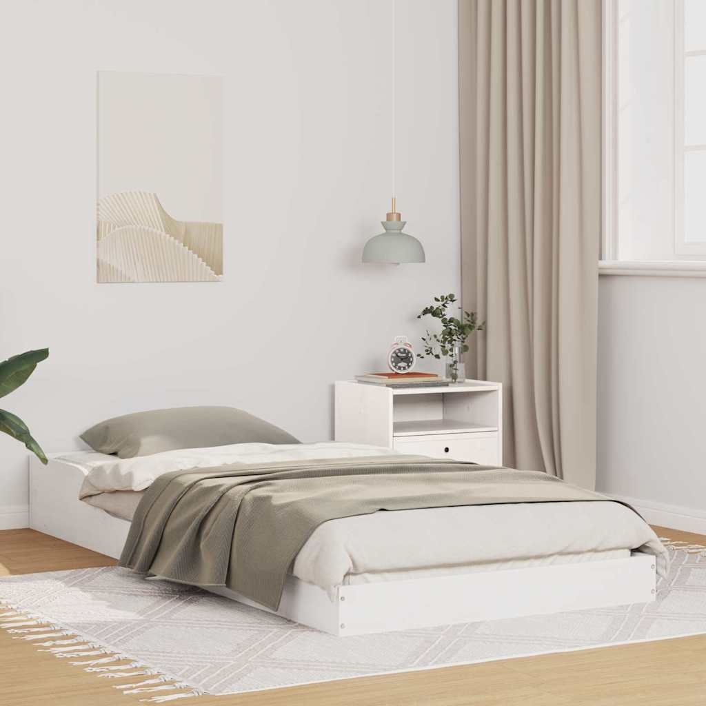Bettrahmen Weiß 100 x 210 cm Massives Kiefernholz
