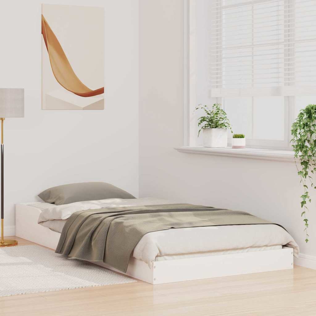 Bettrahmen Weiß 100 x 210 cm Massives Kiefernholz