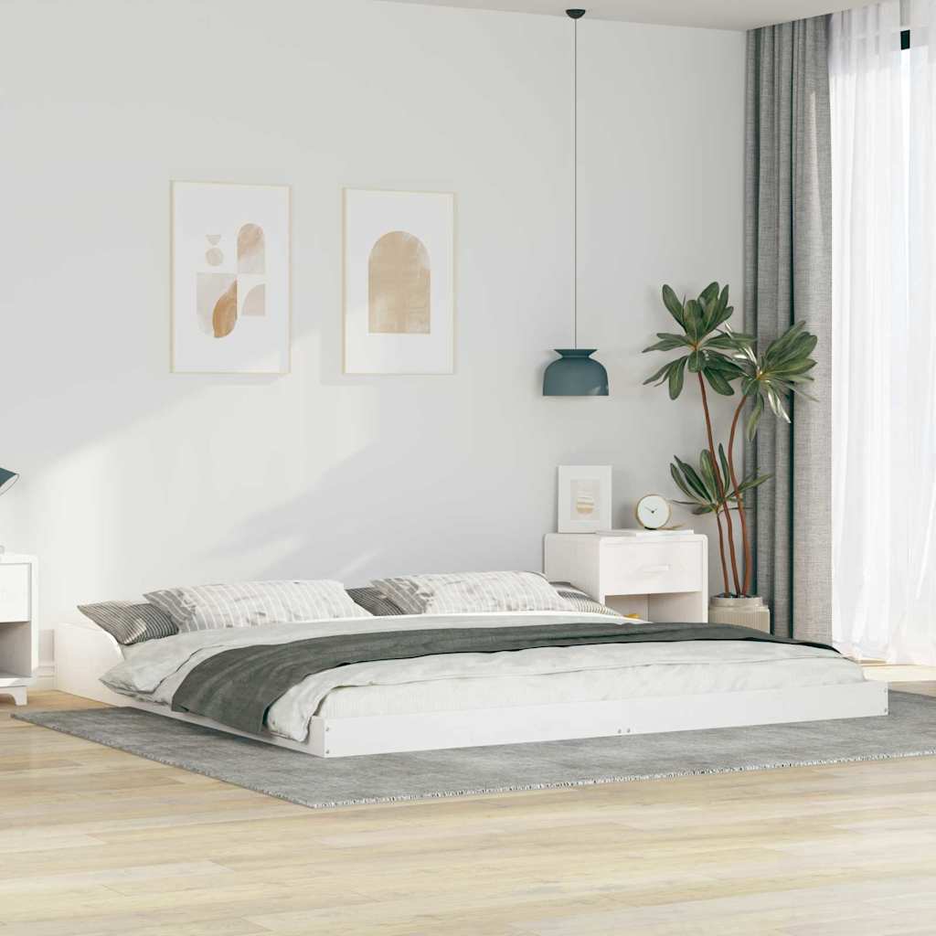 Bettrahmen Weiß 200 x 210 cm Massives Kiefernholz
