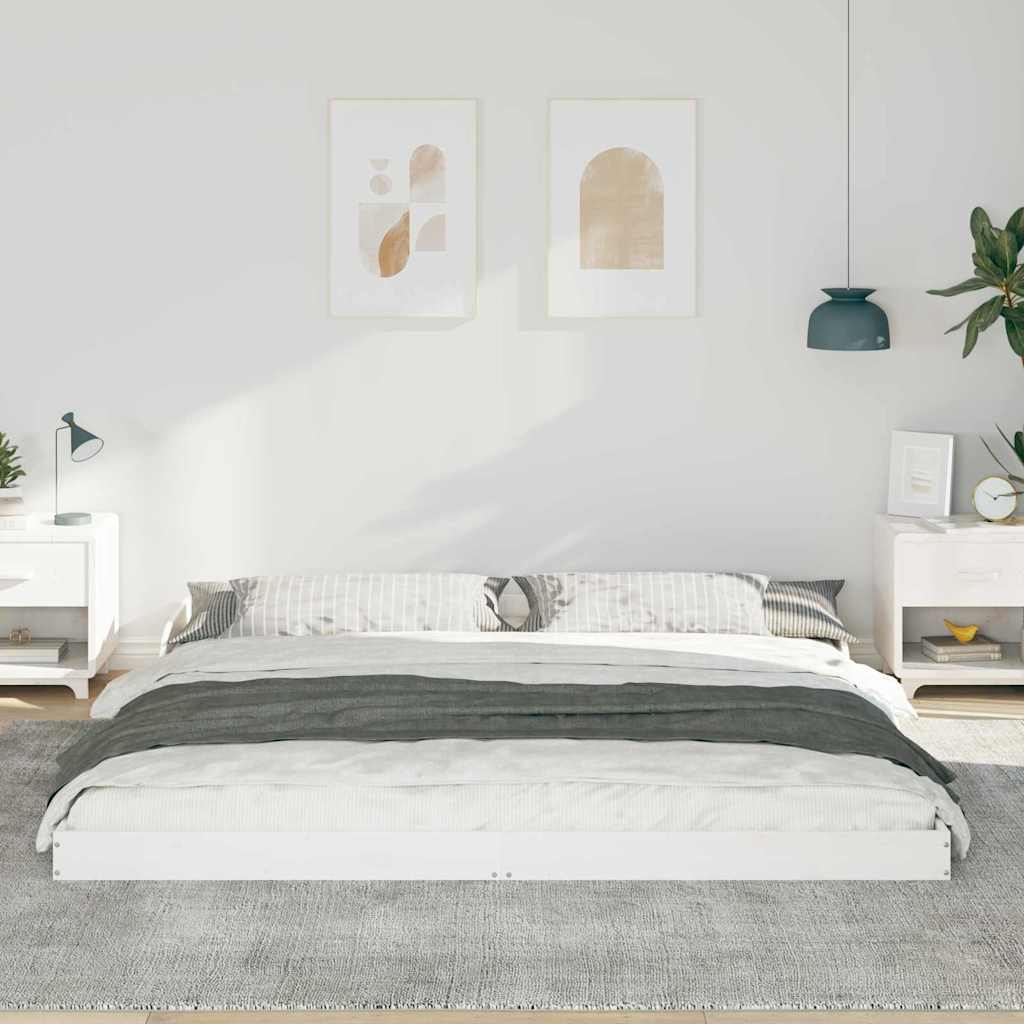 Bettrahmen Weiß 200 x 220 cm Massives Kiefernholz