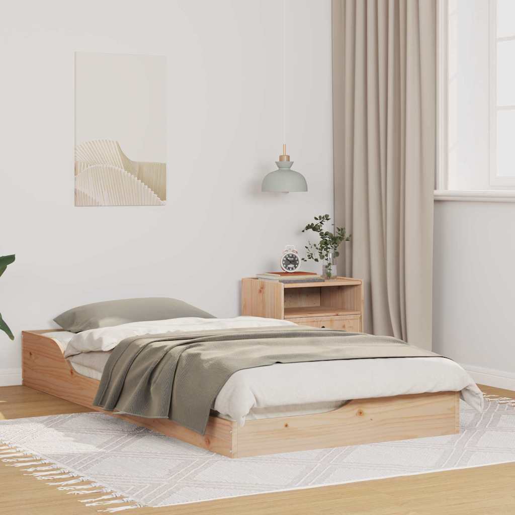 Bettrahmen Braun 75 x 190 cm Massives Kiefernholz
