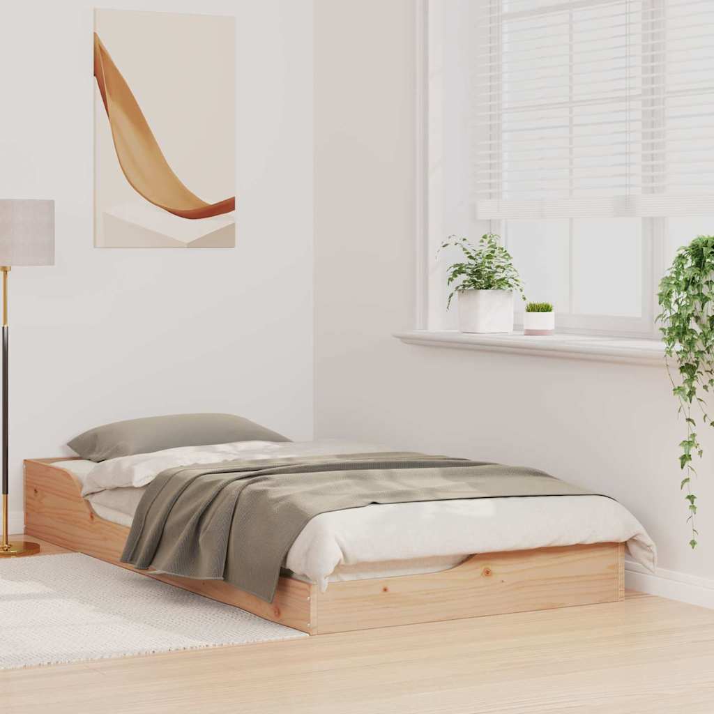 Bettrahmen Braun 75 x 190 cm Massives Kiefernholz