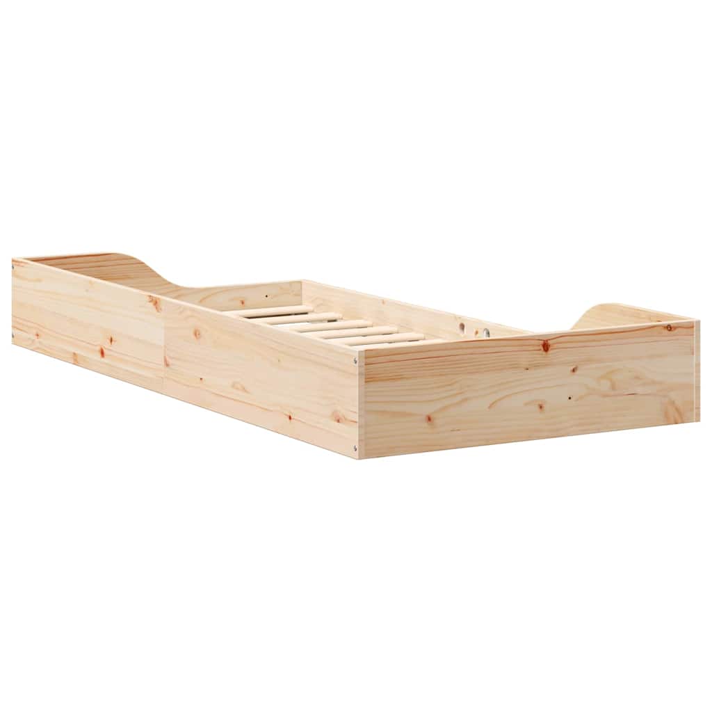 Bettrahmen Braun 75 x 190 cm Massives Kiefernholz