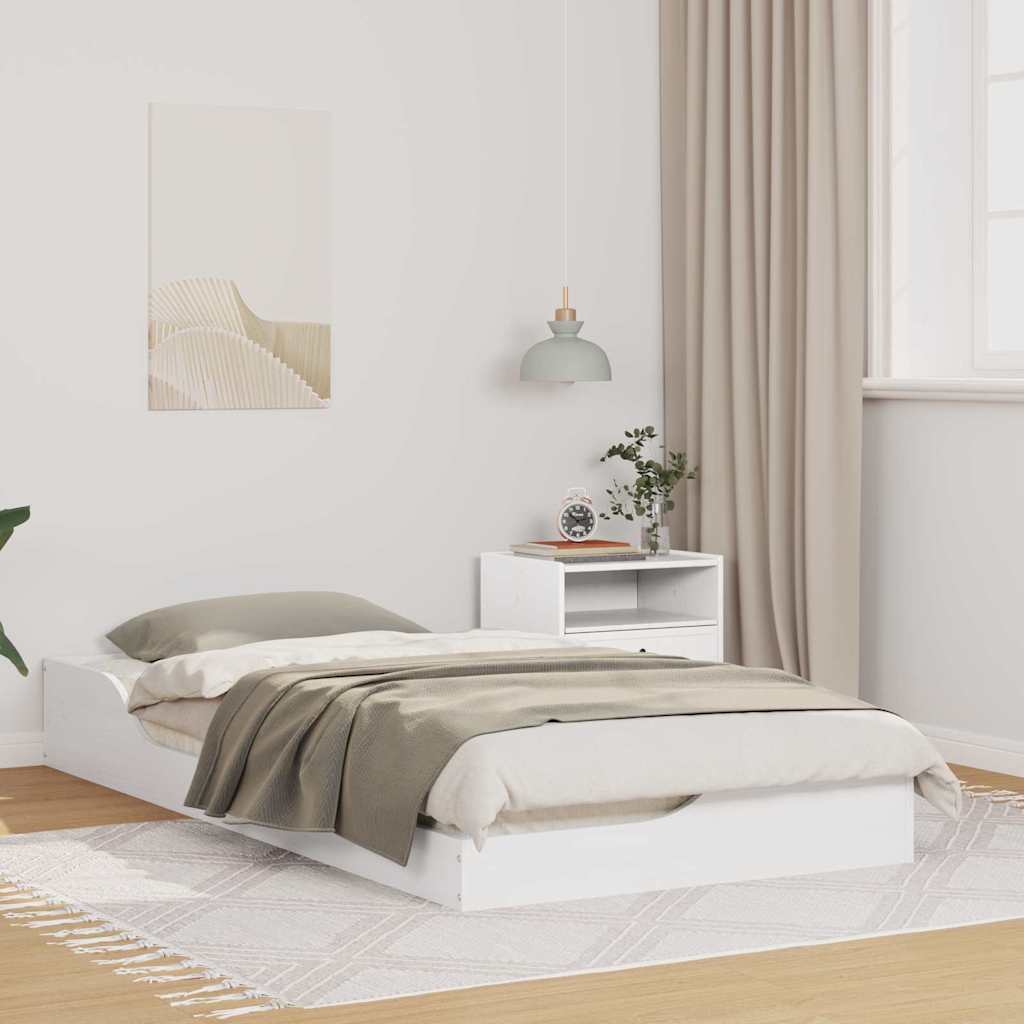 Bettrahmen Weiß 75 x 190 cm Massives Kiefernholz