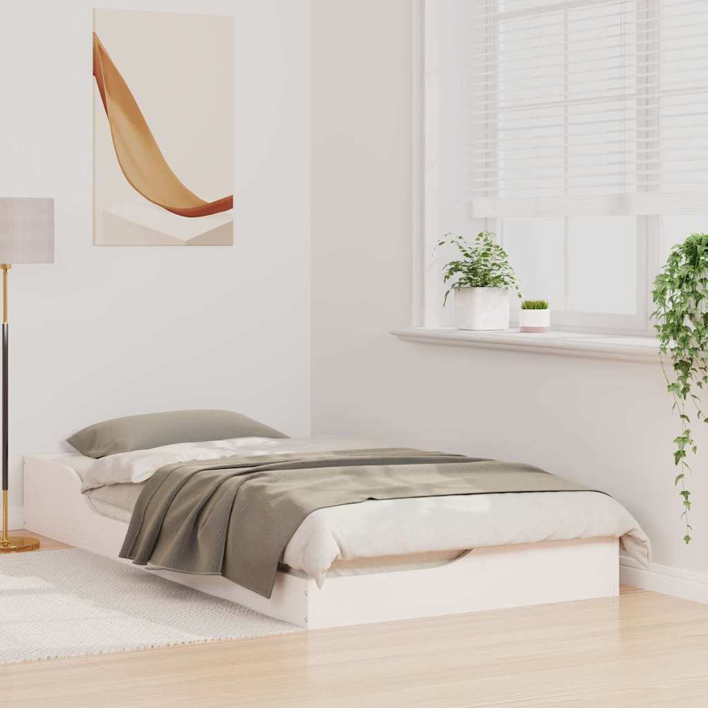 Bettrahmen Weiß 75 x 190 cm Massives Kiefernholz