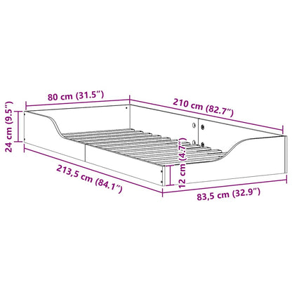 Bettrahmen Braun 80 x 210 cm Massives Kiefernholz