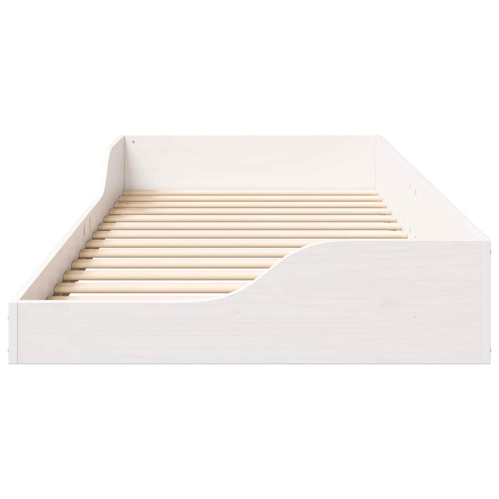 Bettrahmen Weiß 80 x 210 cm Massives Kiefernholz