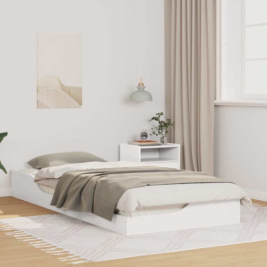 Bettrahmen Weiß 90 x 210 cm Massives Kiefernholz