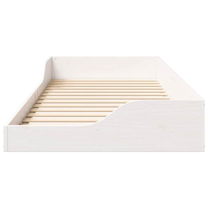 Bettrahmen Weiß 90 x 210 cm Massives Kiefernholz