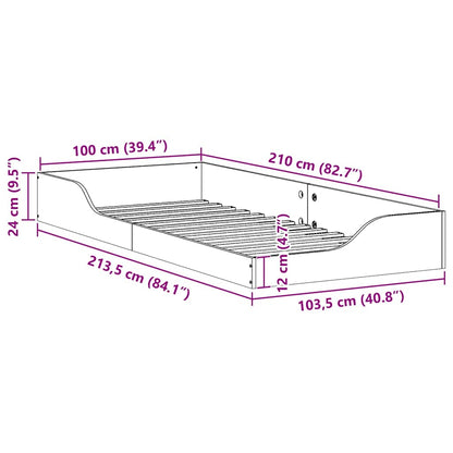 Bettrahmen Braun 100 x 210 cm Massives Kiefernholz