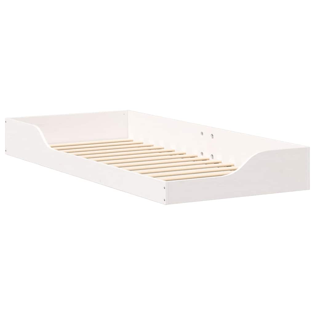 Bettrahmen Weiß 100 x 210 cm Massives Kiefernholz