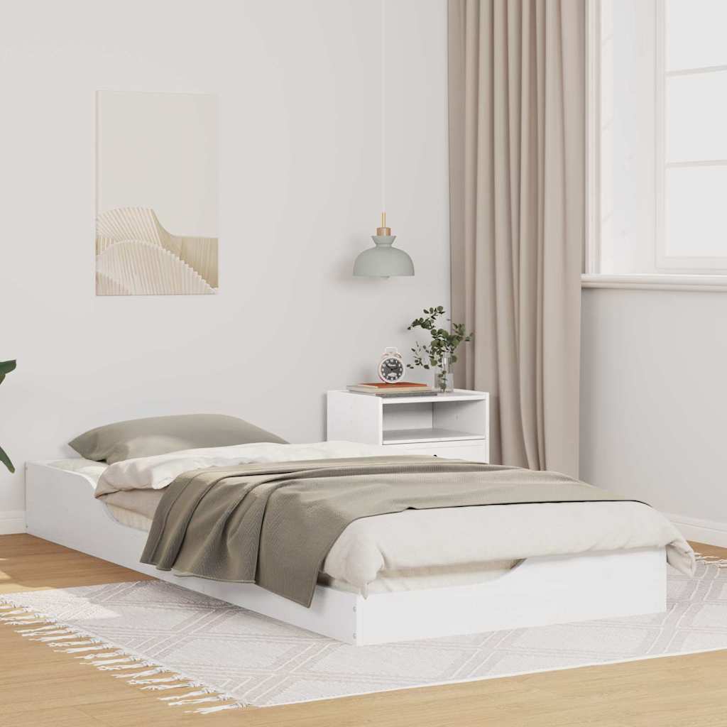 Bettrahmen Weiß 80 x 220 cm Massives Kiefernholz