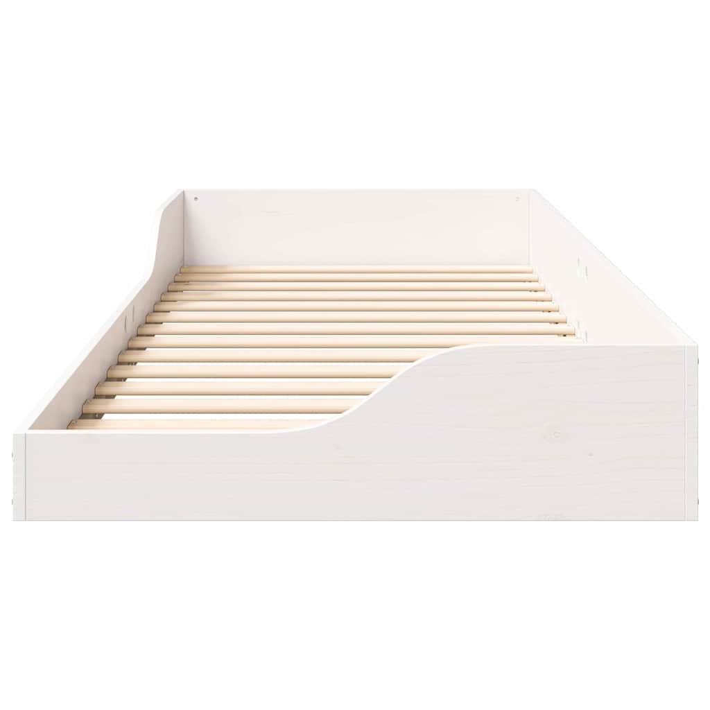 Bettrahmen Weiß 80 x 220 cm Massives Kiefernholz