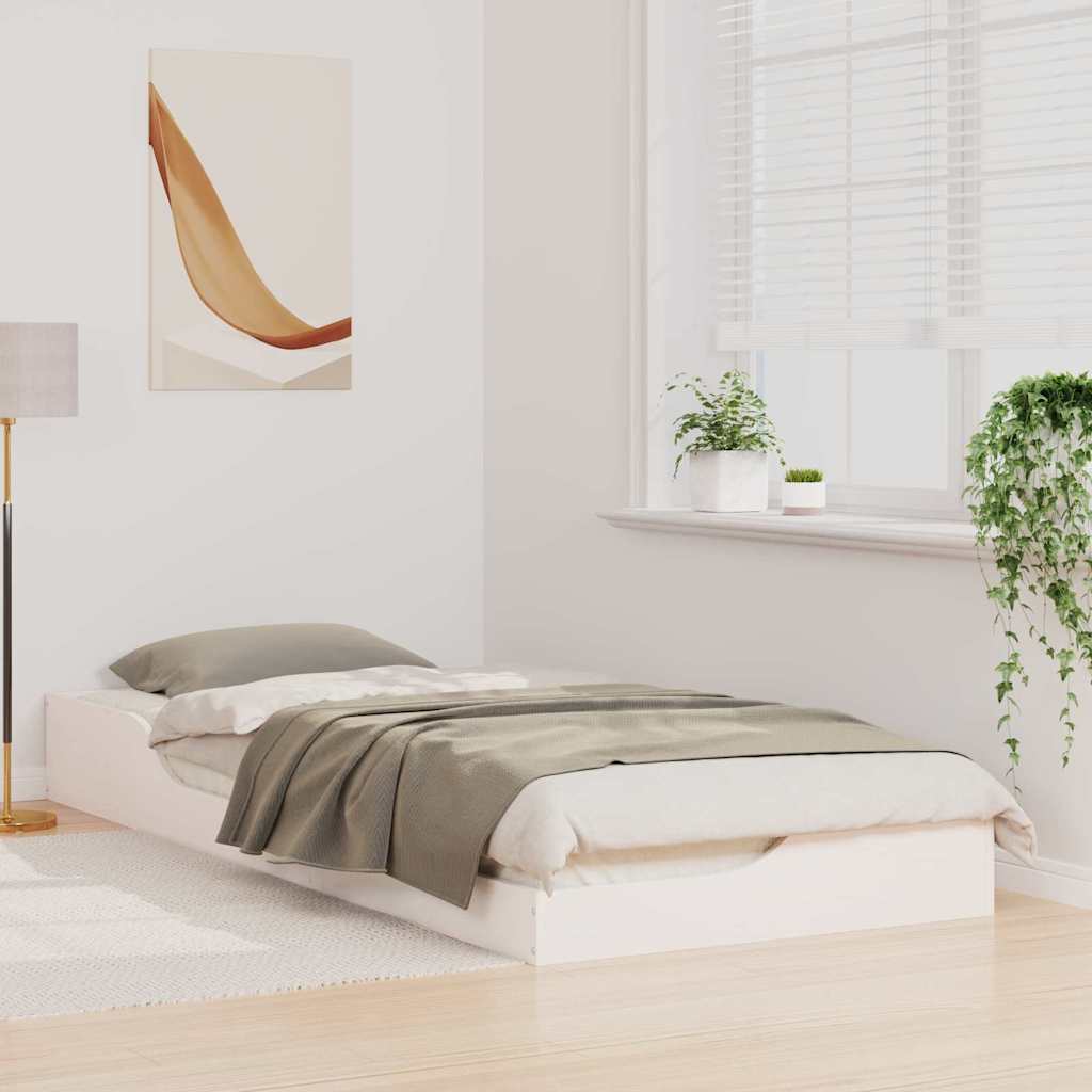 Bettrahmen Weiß 100 x 220 cm Massives Kiefernholz