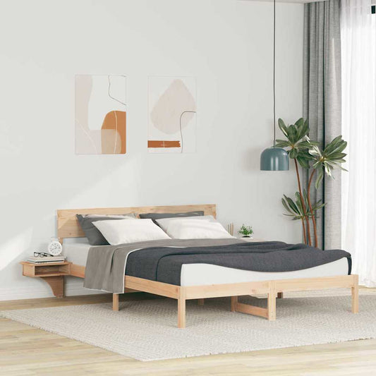 Bettgestell mit Nachttischen Braun Massivholz Kiefer