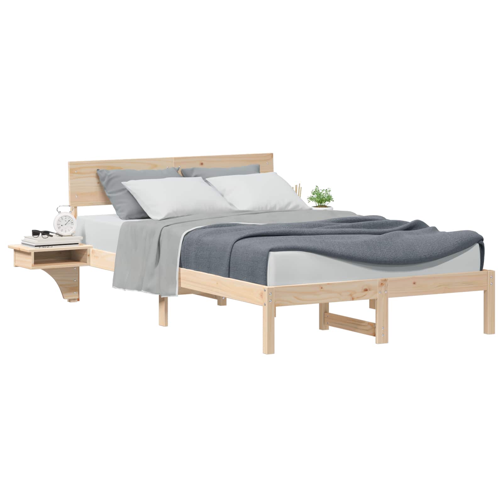 Bettrahmen mit Kopfteil Braun 140 x 200 cm Massives Kiefernholz