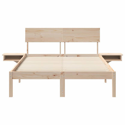 Bettrahmen mit Kopfteil Braun 135 x 190 cm Massives Kiefernholz