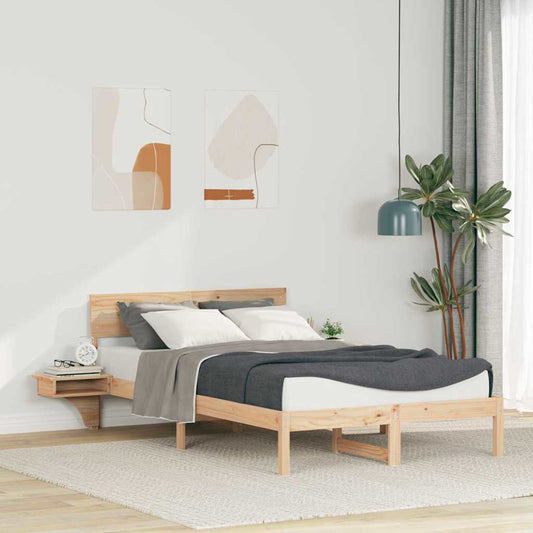 Bettgestell mit Nachttischen Braun Massivholz Kiefer