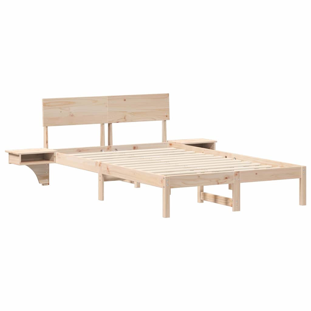 Bettgestell mit Nachttischen Braun Massivholz Kiefer