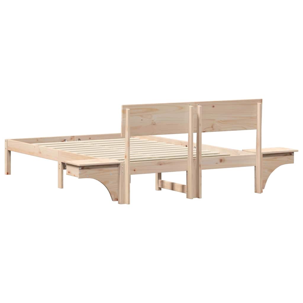 Bettgestell mit Nachttischen Braun Massivholz Kiefer