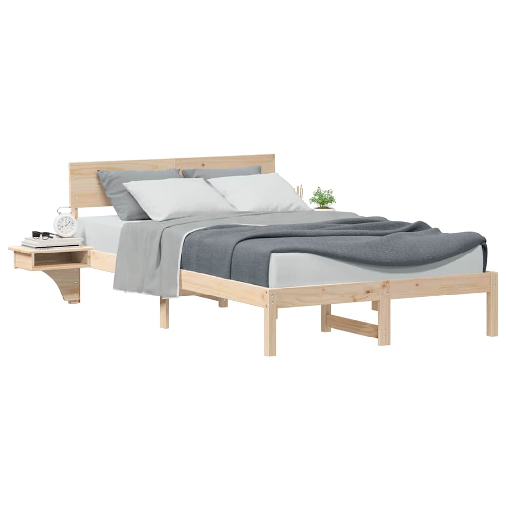 Bettgestell mit Nachttischen Braun Massivholz Kiefer