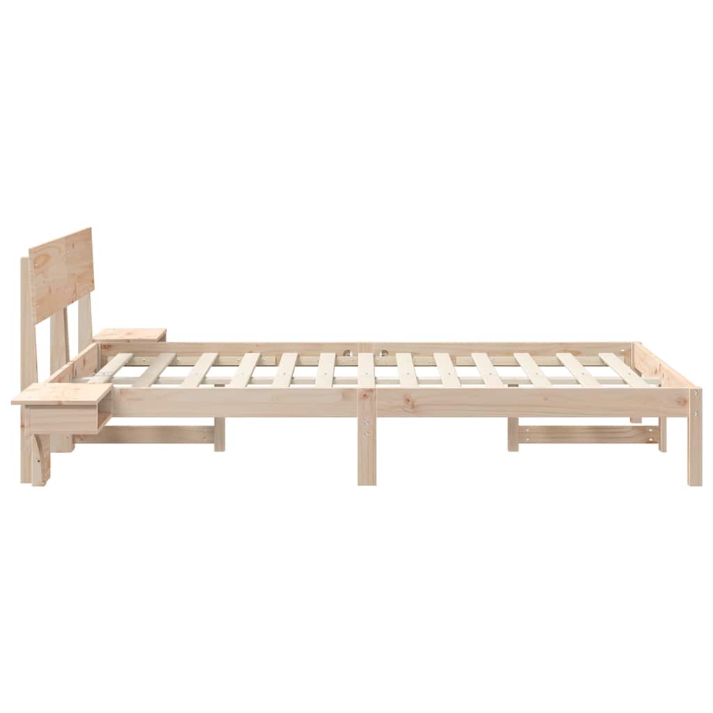 Bettgestell mit Nachttischen Braun Massivholz Kiefer