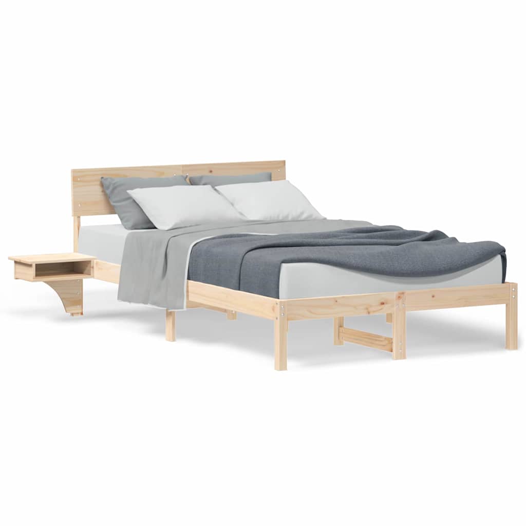 Bettgestell mit Nachttischen Braun Massivholz Kiefer
