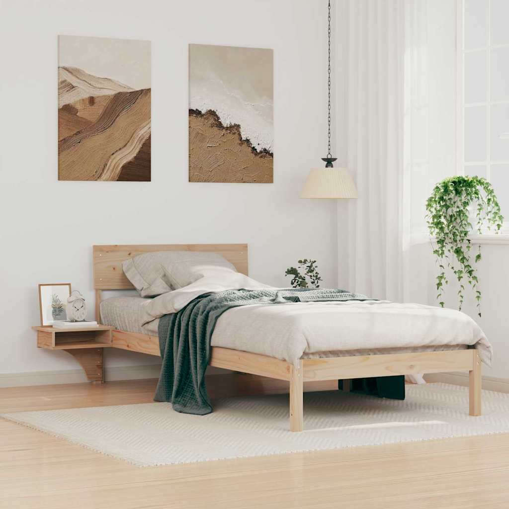 Bettgestell mit Nachttischen Braun Massivholz Kiefer