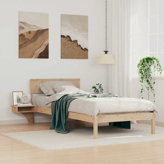 Bettgestell mit Nachttischen Braun Massivholz Kiefer