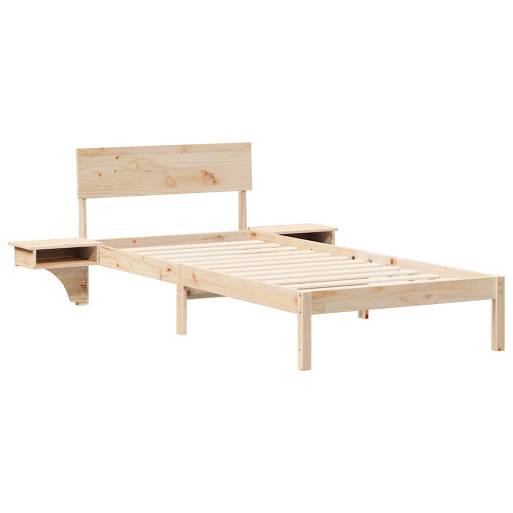 Bettgestell mit Nachttischen Braun Massivholz Kiefer