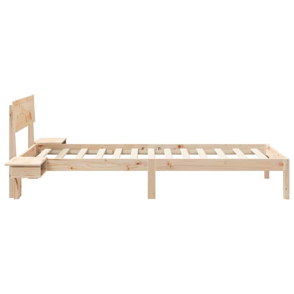 Bettgestell mit Nachttischen Braun Massivholz Kiefer