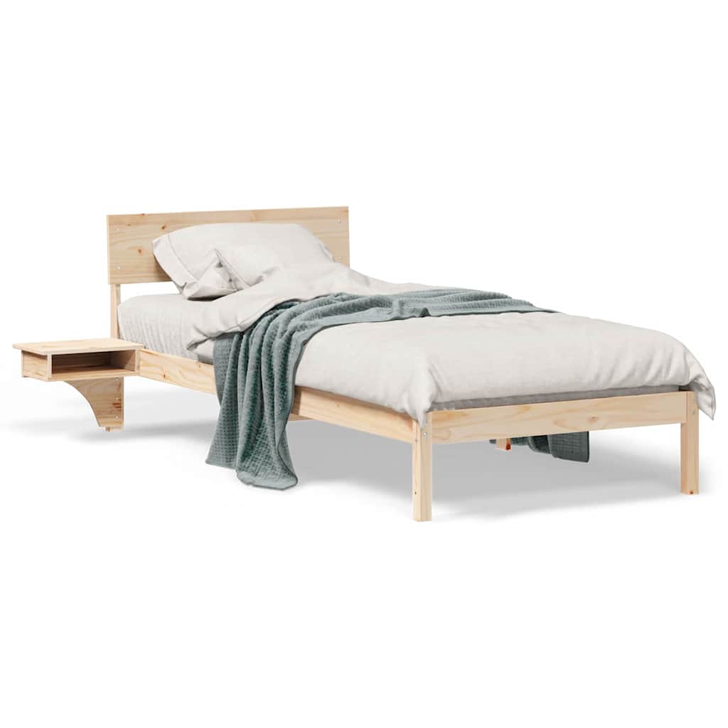 Bettgestell mit Nachttischen Braun Massivholz Kiefer