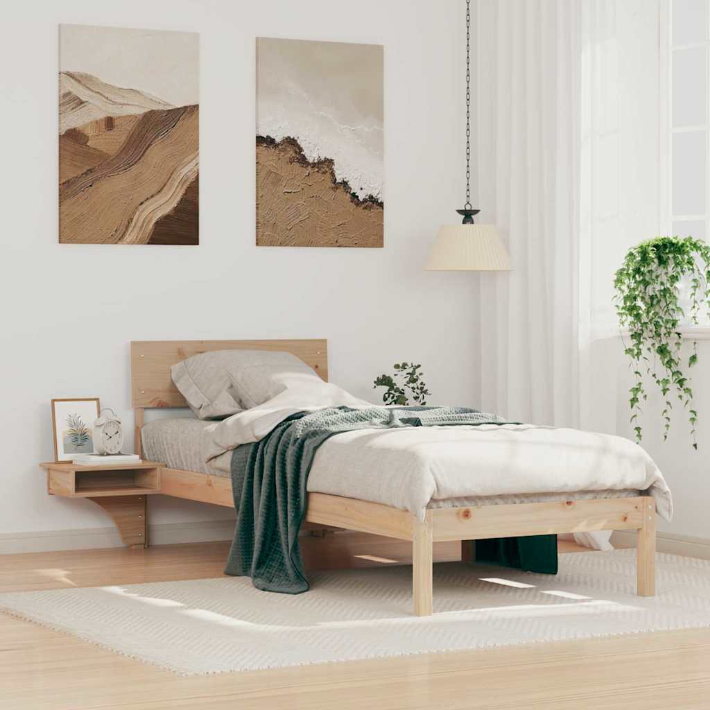Bettgestell mit Nachttischen Braun Massivholz Kiefer
