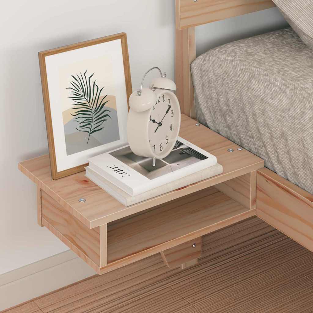 Bettgestell mit Nachttischen Braun Massivholz Kiefer