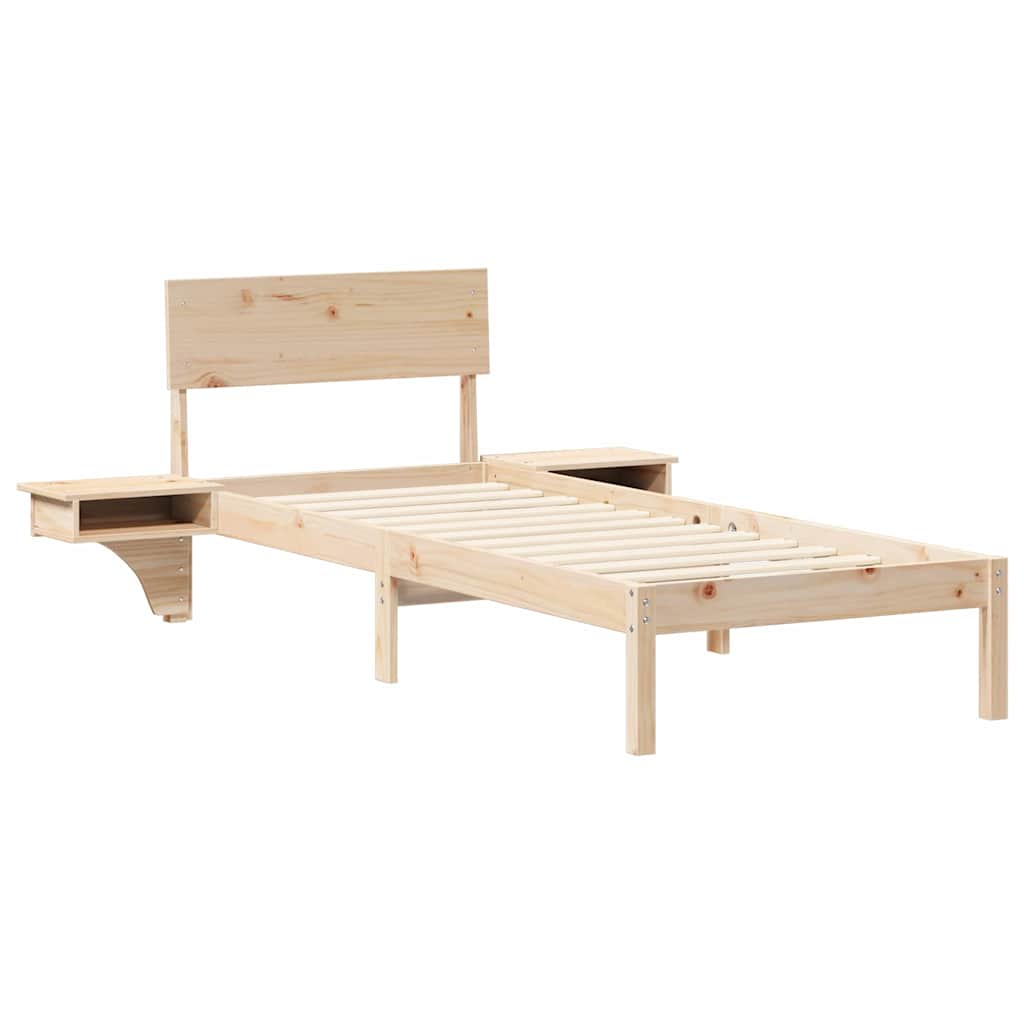 Bettgestell mit Nachttischen Braun Massivholz Kiefer