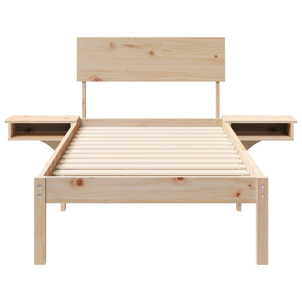 Bettgestell mit Nachttischen Braun Massivholz Kiefer