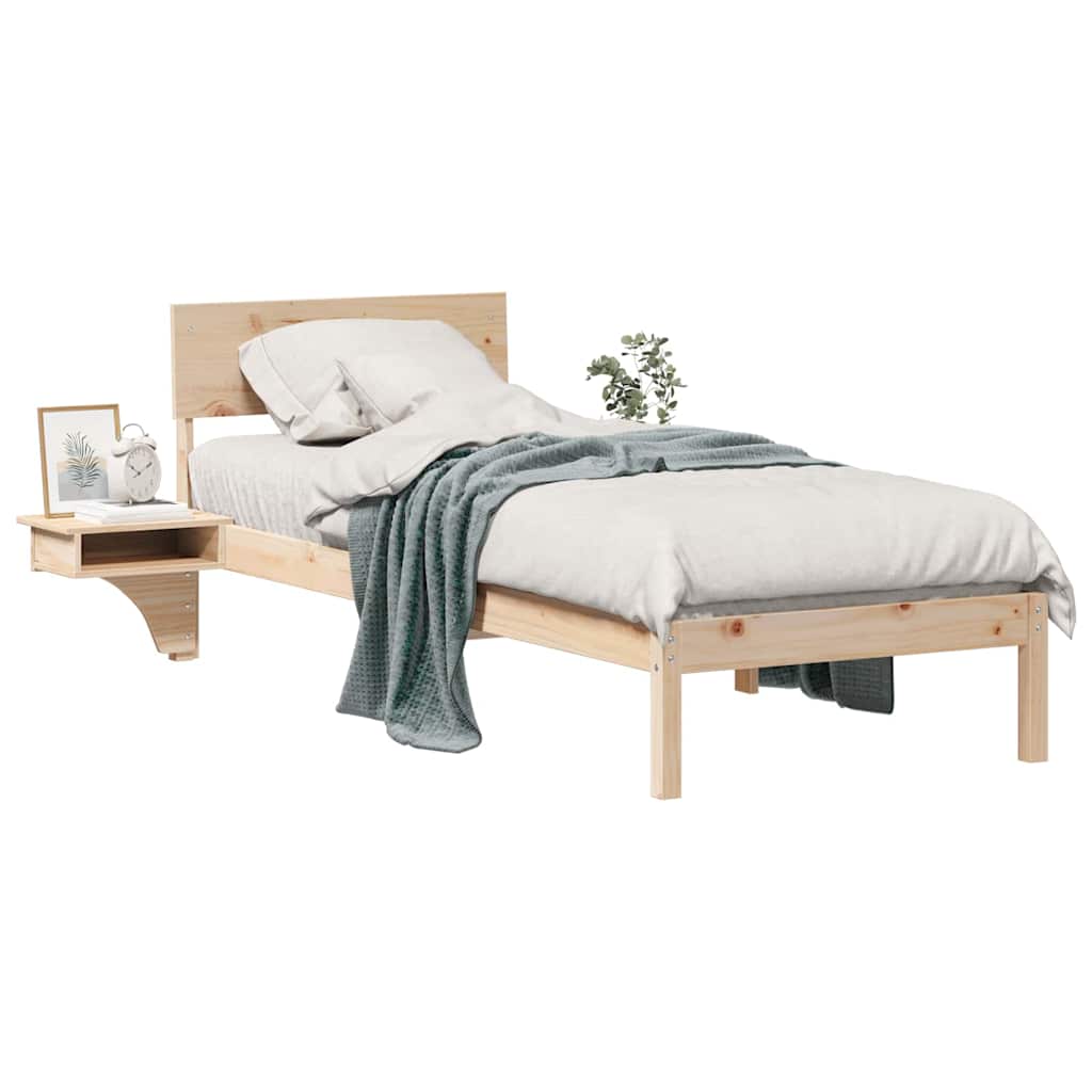 Bettgestell mit Nachttischen Braun Massivholz Kiefer