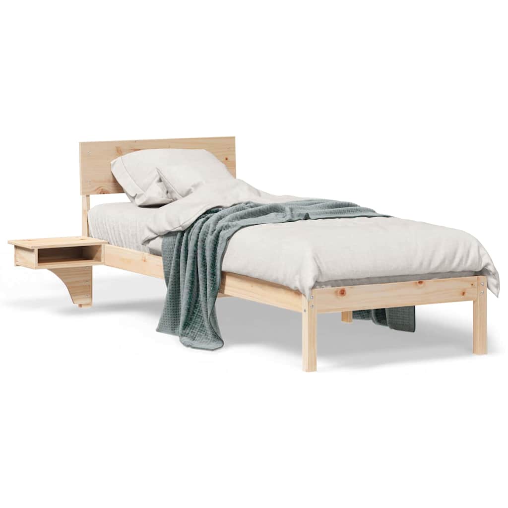 Bettgestell mit Nachttischen Braun Massivholz Kiefer