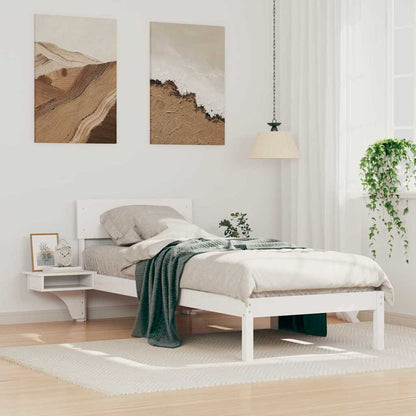 Bettrahmen mit Kopfteil Weiß 75 x 190 cm Massives Kiefernholz