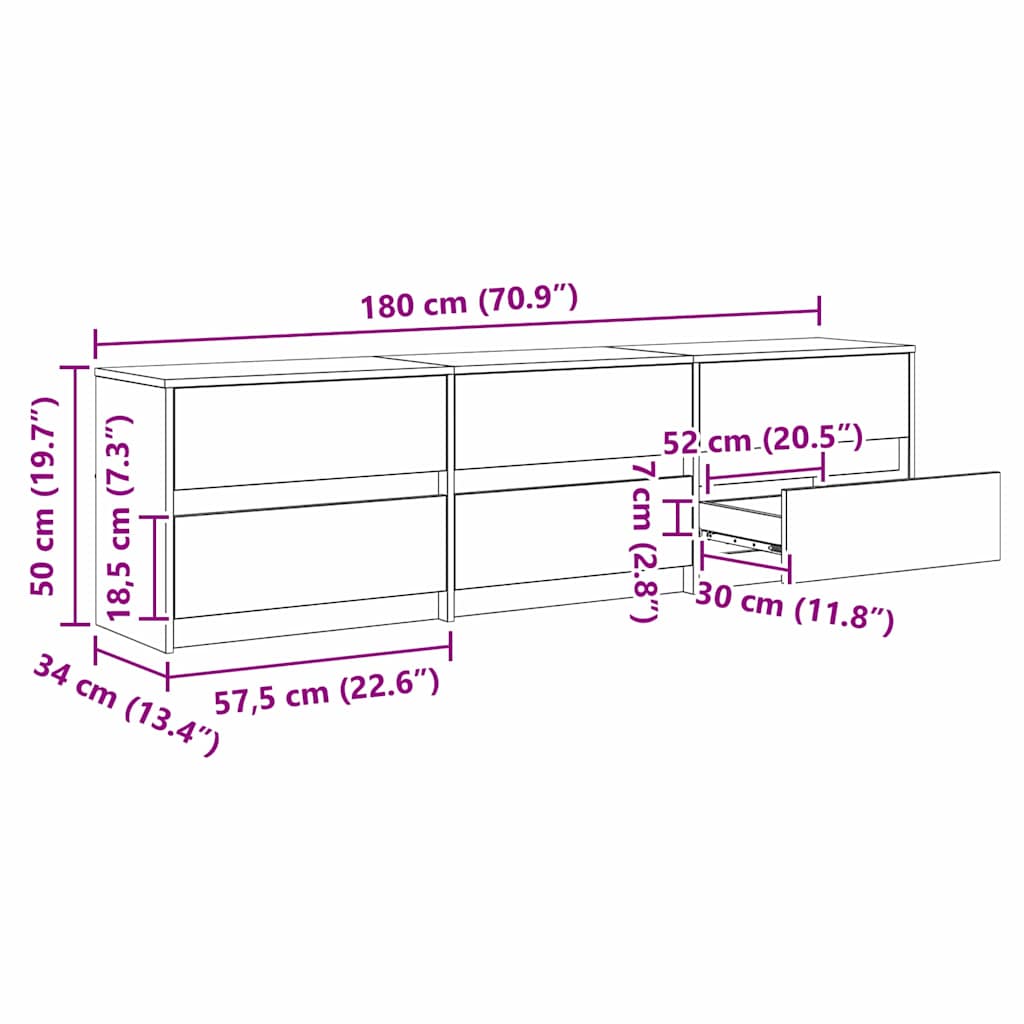 TV-Einheiten 180 x 34 x 50 cm Altholz Holzwerkstoff