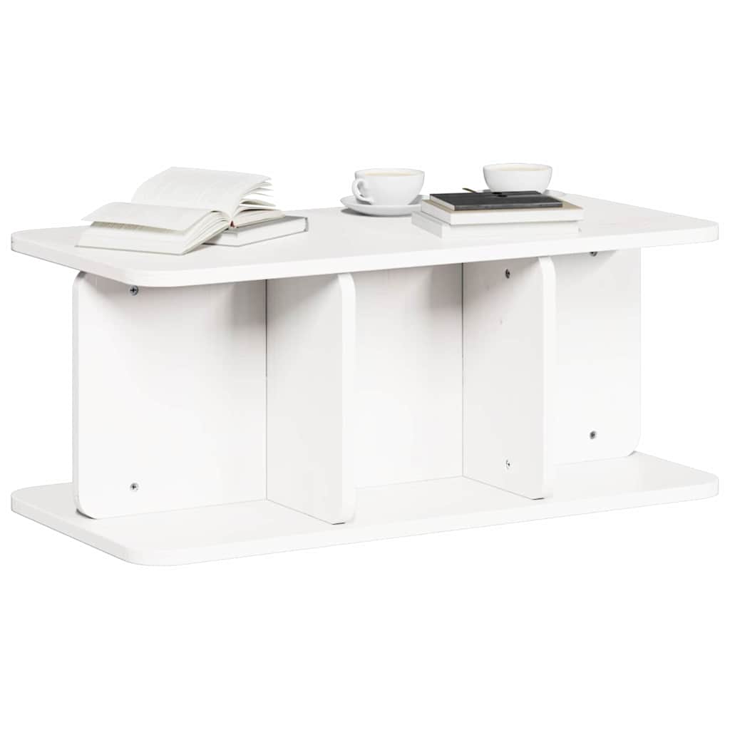 Couchtisch Weiß 80 x 39,5 x 33,5 cm Massivholz Kiefer