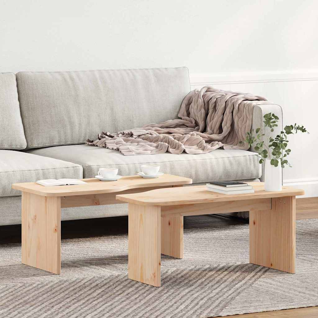 Couchtisch 2 stk. Natur 100 x 69 x 35,5 cm Massivholz Kiefer