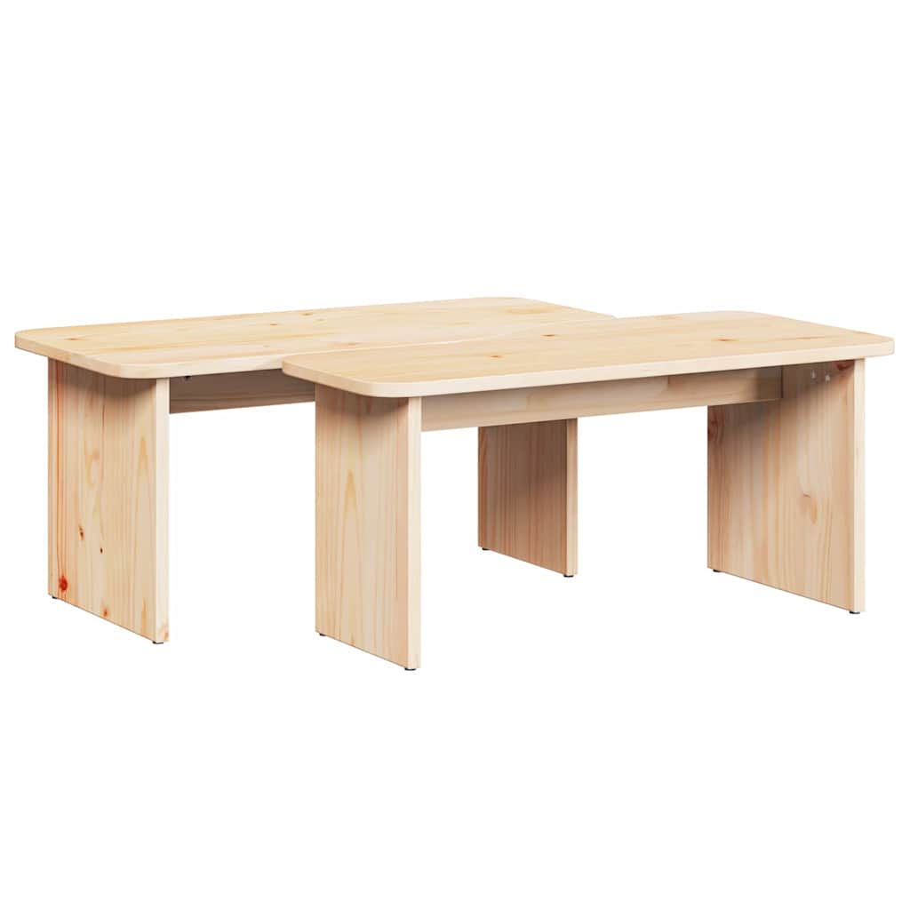 Couchtisch 2 stk. Natur 100 x 69 x 35,5 cm Massivholz Kiefer