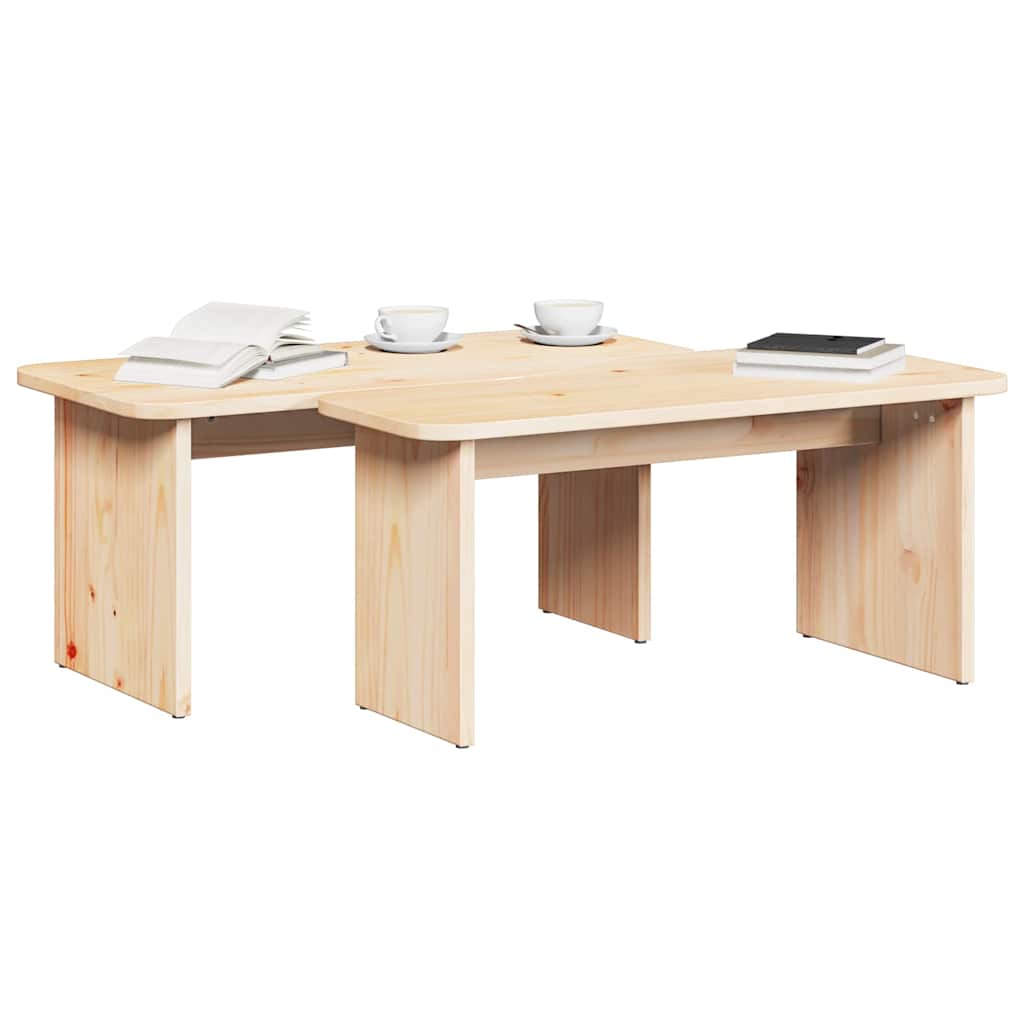 Couchtisch 2 stk. Natur 100 x 69 x 35,5 cm Massivholz Kiefer