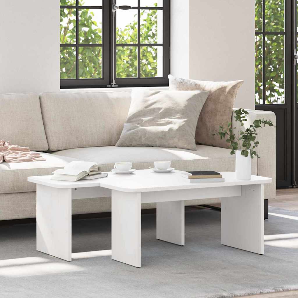 Couchtisch 2 stk. Weiß 100 x 69 x 35,5 cm Massivholz Kiefer