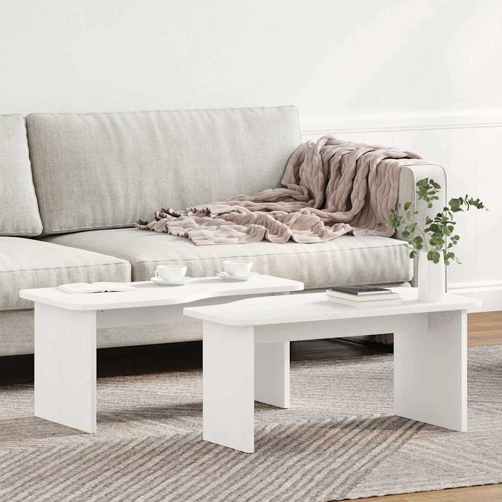 Couchtisch 2 stk. Weiß 100 x 69 x 35,5 cm Massivholz Kiefer