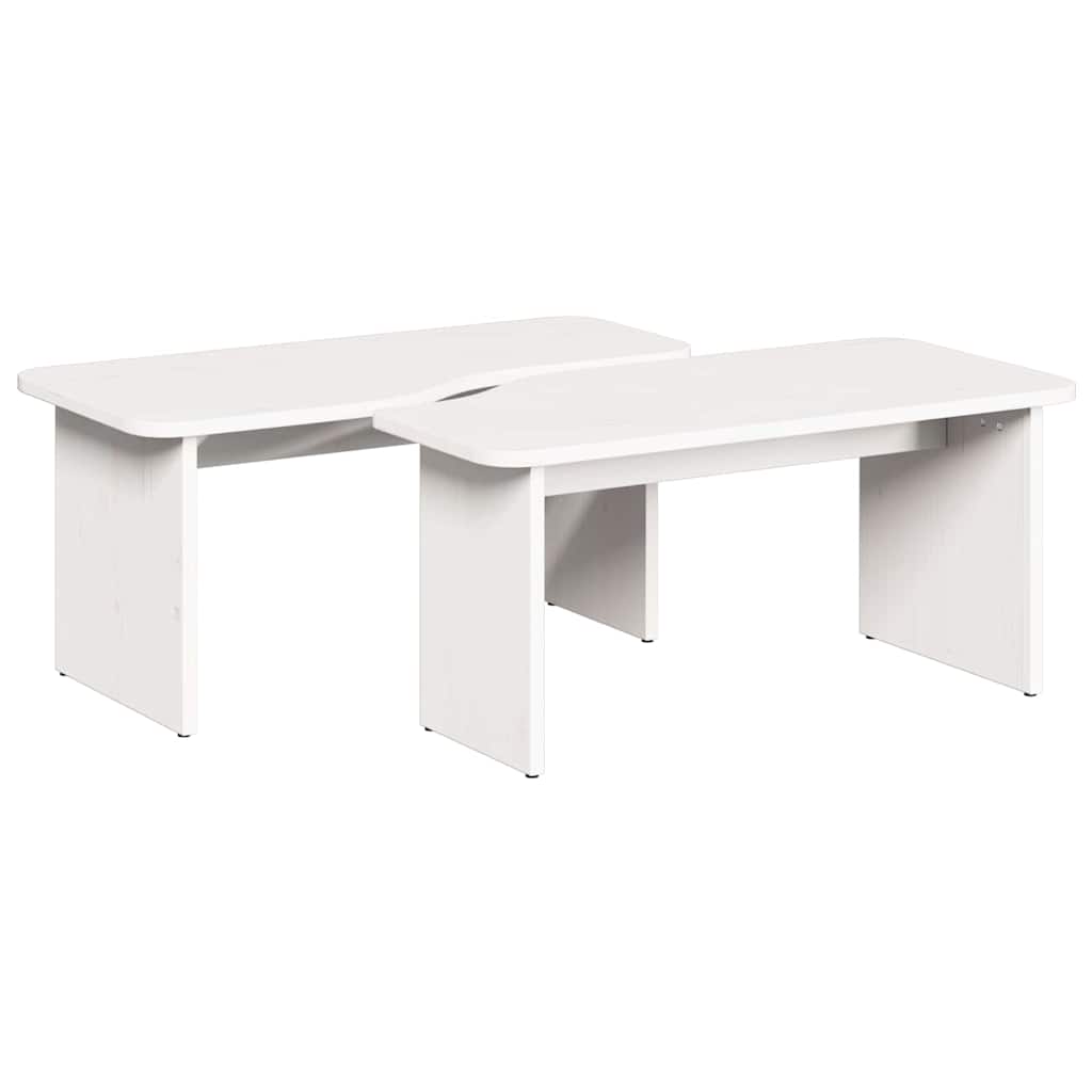 Couchtisch 2 stk. Weiß 100 x 69 x 35,5 cm Massivholz Kiefer